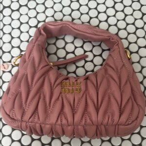 Miu Miu Pink Quilted Shoulder Bag with Chevron Design